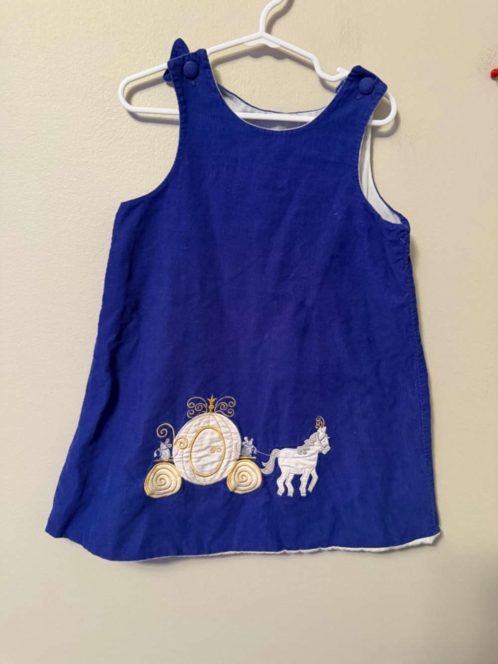 Glorimont Vintage Blue Embroidered Cinderella Carriage Pinafore Dress